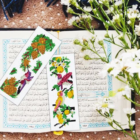 BEUNITONE 6 Pcs Cross Stitch Bookmark Kit for Beginner Vintage Flower Hand Embroidery Kit with Instruction Hummingbird Stamped Embroidery Bookmarks Handmade for DIY Crafts Book Lovers 8.5''x3'' in Saudi Arabia