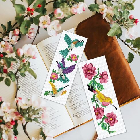 BEUNITONE 6 Pcs Cross Stitch Bookmark Kit for Beginner Vintage Flower Hand Embroidery Kit with Instruction Hummingbird Stamped Embroidery Bookmarks Handmade for DIY Crafts Book Lovers 8.5''x3'' in Saudi Arabia