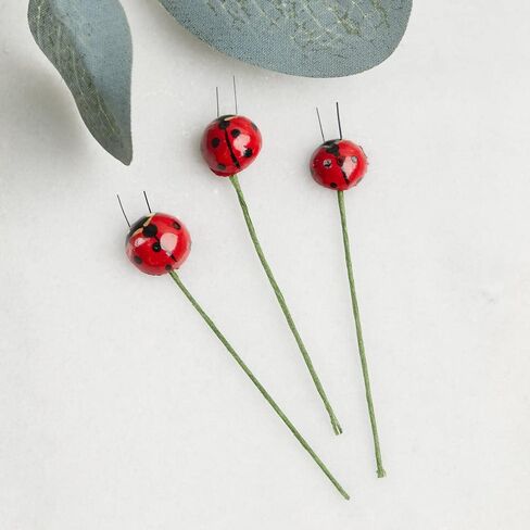 Pack of 12 Artificial Ladybug Picks - Whimsical Lady Bug Insects Floral Decor for Arrangements, Wreaths, and Centerpieces - Perfect for Decorating Baby Showers, Birthdays, and Garden Parties in Saudi Arabia