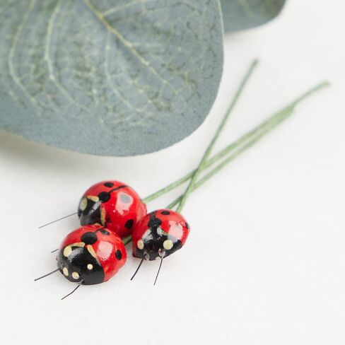 Pack of 12 Artificial Ladybug Picks - Whimsical Lady Bug Insects Floral Decor for Arrangements, Wreaths, and Centerpieces - Perfect for Decorating Baby Showers, Birthdays, and Garden Parties in Saudi Arabia