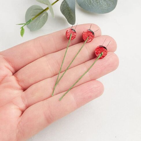 Pack of 12 Artificial Ladybug Picks - Whimsical Lady Bug Insects Floral Decor for Arrangements, Wreaths, and Centerpieces - Perfect for Decorating Baby Showers, Birthdays, and Garden Parties in Saudi Arabia