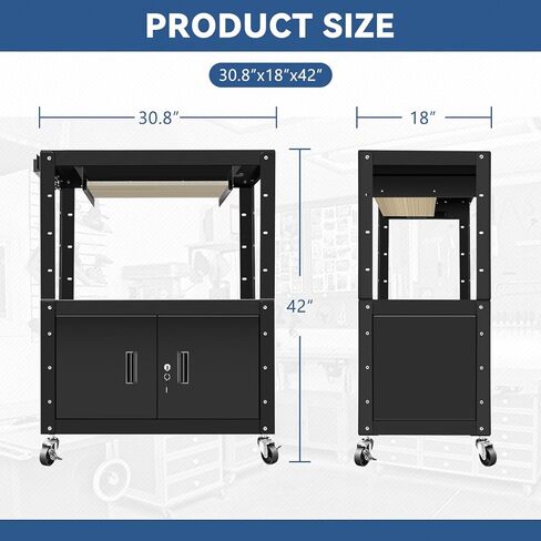 Auto Dynasty Hight Av Av Cart مع قفل خزانة تخزين ودرج لوحة مفاتيح السحب لجهاز العرض ، الطابعات ، أجهزة الكمبيوتر المحمولة ، 4 عجلات ، سلك 4 بوصات ، 3 منافذ ، 2 منافذ USB (أبيض) in Kuwait