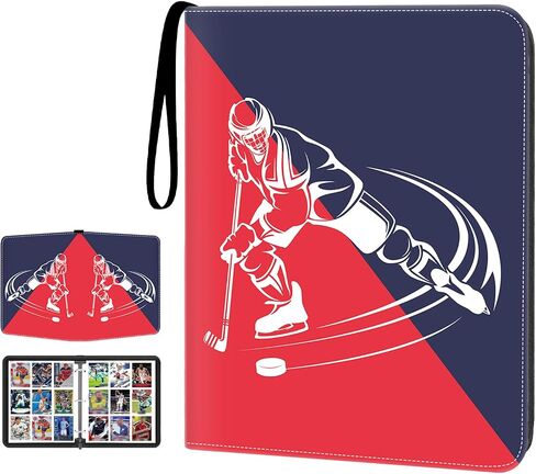 Hockey Card Binder 900 Pockets, 50 Sleeves Large Hockey Binder 3 Ring Zipper Trading Cards Holder 9 Pocket, Sport Card Display Collection Book Storage Organizer, Album Folder Protector in Saudi Arabia