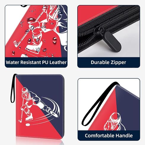 Hockey Card Binder 900 Pockets, 50 Sleeves Large Hockey Binder 3 Ring Zipper Trading Cards Holder 9 Pocket, Sport Card Display Collection Book Storage Organizer, Album Folder Protector in Saudi Arabia