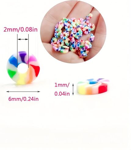 1150Pcs Clay Beads Flat Round Polymer Clay Rainbow Beads Bulk for DIY Jewelry Handmade Heishi Beads Craft Making Bracelet Necklace Earring (6mm/0.24in) in Saudi Arabia