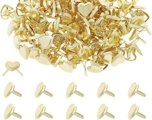 فقط Kxy 120pcs شكل قلب يتوهم brads للحرف الورقية ، السحابات المعدنية مقسمة دبابيس صغيرة لبطاقات الصور المنزلية مدرسة المنزل مخطوطة الألبوم دمى الديكور DIY ART (الذهب) in Kuwait