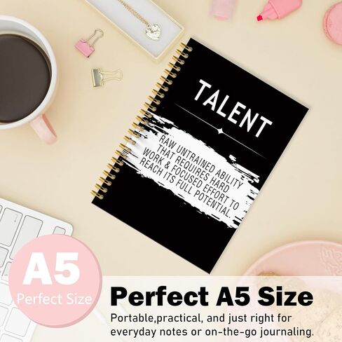 Mindset Inspirational Notebook Journal ، دفاتر المكاتب التحفيزية للعمل ، هدايا ملهمة للنساء زميلات في العمل ، دفتر Black Hardcover SPORAL 5.5x8.3 in Kuwait