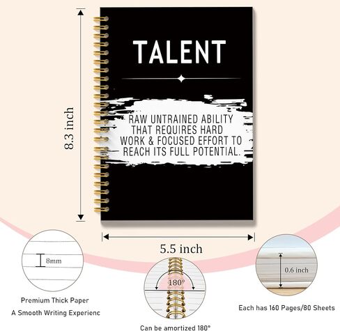 Mindset Inspirational Notebook Journal ، دفاتر المكاتب التحفيزية للعمل ، هدايا ملهمة للنساء زميلات في العمل ، دفتر Black Hardcover SPORAL 5.5x8.3 in Kuwait