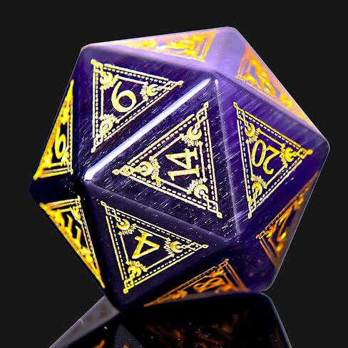 Purple Cat's Eye Crystal DND Dice Set 7 PCS Gemstone Suitable for Dungeons and Dragons D & D RPG Games in Kuwait