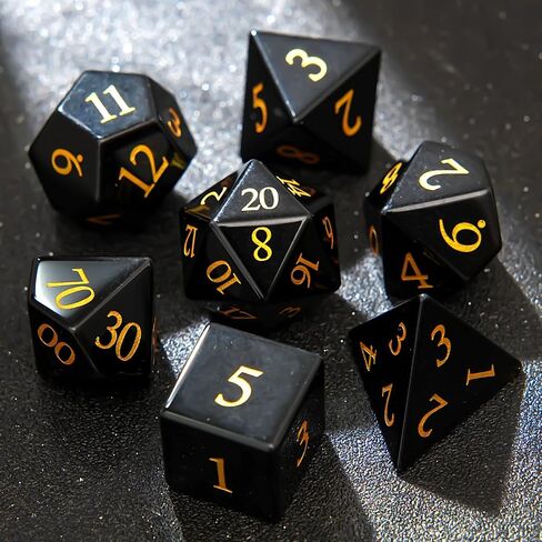 Purple Cat's Eye Crystal DND Dice Set 7 PCS Gemstone Suitable for Dungeons and Dragons D & D RPG Games in Kuwait