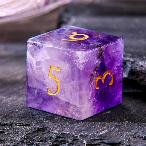 Purple Cat's Eye Crystal DND Dice Set 7 PCS Gemstone Suitable for Dungeons and Dragons D & D RPG Games in Kuwait