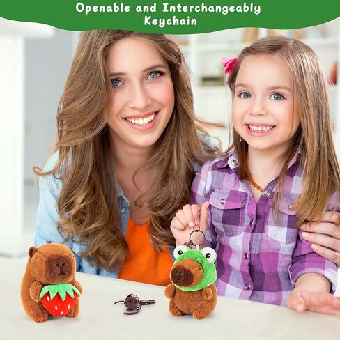 Achwishap 2PCS Capybara Plush Keychain,Cute Keychain Capybara Stuffed Animal,Soft Capybara Plush Toys Key Chain,Kawaii Plushie Weaving Hat Stuffed Toys for Kids Adults(Red Strawberry,Green Corn) in Kuwait