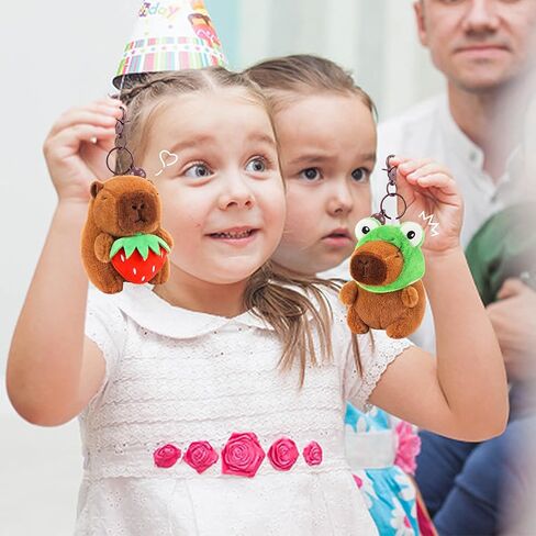 Achwishap 2PCS Capybara Plush Keychain,Cute Keychain Capybara Stuffed Animal,Soft Capybara Plush Toys Key Chain,Kawaii Plushie Weaving Hat Stuffed Toys for Kids Adults(Red Strawberry,Green Corn) in Kuwait