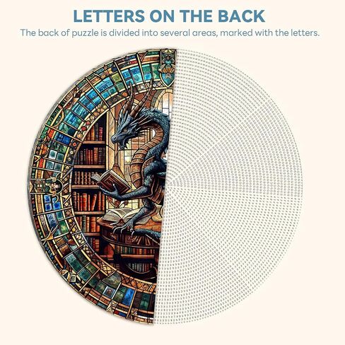 ألغاز مستديرة للبالغين 1000 قطعة ، والألغاز الصعبة الصعبة للبالغين ، والألغاز بانشواتي مكتبة التنين 1000 قطعة لكبار السن ، والألغاز البصرية ثلاثية الأبعاد (26.6 × 26.6 بوصة) in Kuwait