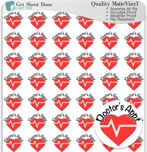 Doctor Appointment Planner Sticker / 54 Fun Vinyl Stickers (1/2") / Doctor’s Health Wellness Productivity Life/Bullet Bujo Journal/Todo Reminder (One Sheet, Matte Vinyl) in Saudi Arabia