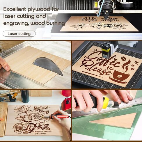 12Pack 12x18x1/8 Inch Basswood Sheets, MAPRIAL Smooth 2mm Plywood for Laser Cutting, Unfinished Wood Board for Engraving, Cutter, Engraver, Models, Wood Burning, Painting, Crafts, Ornaments, Gifts in Kuwait
