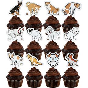 24 Pcs Funny Dog Cupcake Toppers, Hilarious Dog Cake Decorations Dogs Party Cupcake Toppers Pet Dog Cupcake Toppers, Dog Themed Birthday Party Supplies,Party Decorations