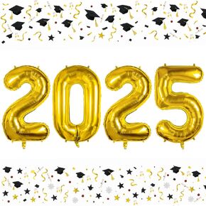 Smlpuame 40 Inch 2025 Balloons Gold, Huge Foil Number Balloons for Happy New Years Festival Celebration Party Supplies Class of 2025 Graduation Decorations