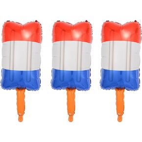 Red White And Blue Balloons, Popsicles Foil Balloon for 4th of July Memorial Day Celebration Events Election Party Decoration - 3 Pcs