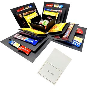Hryan 5 Layer Gift Box, Multi Layered Explosion Photo DIY Box, Creative Surprise Picture Gift for Important Days and Holidays. (BLACK)