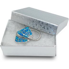 TheDisplayGuys - 25-Pack #32 Cotton Filled Cardboard Paper Jewelry Boxes Gift Case - Silver Foil (3.3" x 2.3" x 1.0") - for Shipping or Storage