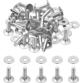 PATIKIL 9x3.3x12mm Leather Rivets and Burrs, 100 Sets Leather Rivets and Washers Aluminum Fastener Metal Studs Posts for Leather Craft, Belts, Wallets, Collars, DIY Crafts