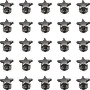 uxcell 25 Pcs Metal Stud Rivets 12mm Star Shape Decoration Screw Back Studs, Silver