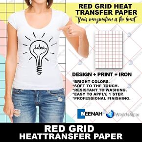 Red Grid Inkjet Heat Transfer Paper - 8.5" x 11" (50 sheets) *NEW & IMPROVED!*