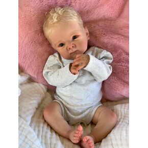 Zero Pam Realistic Reborn Baby Dolls Boy Silicone Full Body 18 inch Toddlers Newborn Baby Dolls Eyes Open with Hair Vinyl Full Limbs Washable Lifelike Reborn Babies Doll Toys for Kids 3