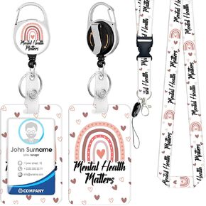 Lanyard with ID Holder Science Badge Holder with Retractable Reel Clip Badge Reel Heavy Duty with Carabiner Clip Card Name Tag Lanyard Vertical ID Card Protector Case for Nurse Teacher