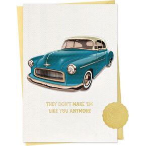 D24TIME Funny Fathers Day Card - Fathers Day Gift Card for Dad Husband from Daughter Son Wife 5.5x8（Vintage Classic Car）