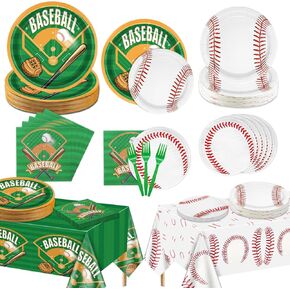 162Pcs Baseball Party Supplies - Plates, Tablecloth, Napkins, Forks for Baseball Theme Birthday, Gameday Celebrations, Bundle Party Decorations, Serve 40
