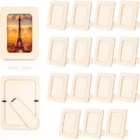 20 Pack Wooden Picture Frames, DIY Unfinished Solid Wood Photo Picture Frames for 4 x 6 in Photos Standing Postcard Picture Frame for Crafts DIY Painting Birthday Wedding Gifts