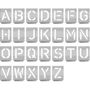 HAUTMEC Vintage Stainless Steel Letters Stencils, A to Z Stainless Steel Stencils & Holder, 1-1/2"(40mm) Letters, Shop Stencil, Advertising Stencilling, Craft-Printing, Reusable HT0239-ST