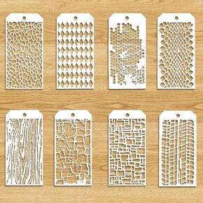Jeffdad 8 Pcs Stencils for Painting, Texture Stencils for Crafts Painting on Wood, Reusable Geometric Painting Stencils Drawing Templates for Wall Scrapbooking Furniture Paper (Texture)