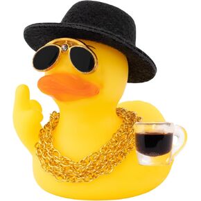 wonuu Rubber Duck Car Ornament Funny Office Gifts Duck Car Dashboard Decorations Quirky Decor Coffee Cup (3.54 Inches)