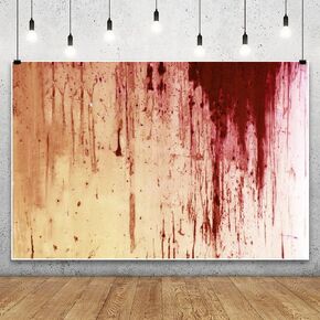 Laeacco Halloween Theme Backdrop 10x6.5ft Vinyl Photography Background Grunge Weathered Blood Splashed Cement Wall Trick or Treat Zombie Party Child Baby Shoot Violent Film Occasion Screen Photobooth