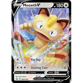 Meowth V - SWSH004 Black Star Promo - Ultra Rare Holo Pokemon Promo Sword & Shield Card