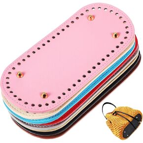 EXCEART PU Leather Bag Bottom Base with Holes 8pcs Oval Leather Bag Bottom Bases Purse Bottom Shaper Bag Bottom Shaper Pads Crochet Purse Making DIY Handbags