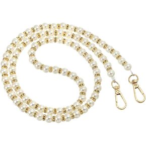 PATIKIL Imitation Pearl Bead Purse Chain Strap 39", Pearl Beaded Bag Chain Handbag Clutch Replacement for DIY Handbag Wallet Clutch Crafts Making, Light Gold