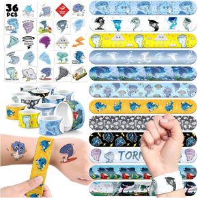 60 PCS Tornado Party Favors Set - 36 Temporary Tattoos Sticker & 24 Slap Bracelets for Kids, Perfect for Birthday Parties, Classroom Rewards and Gifts