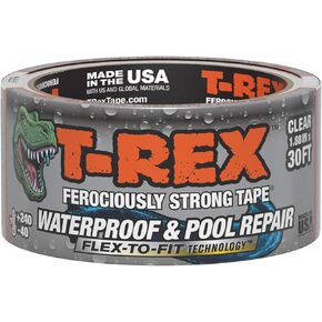 T-Rex Waterproof and Pool Repair Tape - Patch Pool Liner No Kit Needed, Permanent, Works Underwater, Sticks to Wet Surfaces - Clear, 1.88" x 30 ft. (Pack of 1)