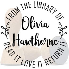 From The Library of, Personalized Teacher Book Stamp, Custom Library Monogram Self-Inking Design (Calligraphy)