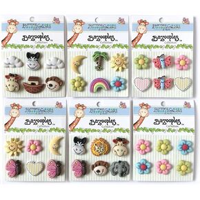 BaZooples Group - 36-Piece Zoo Animal Craft Buttons Set | Sewing & DIY Craft Supplies