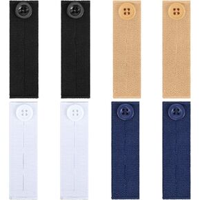 8 PCS Elastic Waist Extenders for Pants, Adjustable Jeans Waist Button Extender Waistband for Women Men No Sewing Instant Waistband Extension - 4 Colors