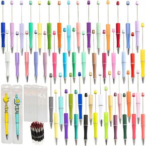JHESAO 150PCS DIY Beadable Pens Kit, 50 Plastic Ballpoint Pens Bulk with Refills & Pouch, School Office Supplies and Decorative for Students & Teachers (Multicolor)