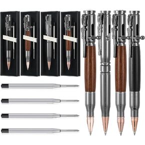 Bolt Action Pen Set Bullet Pen with Compass Rifle Clip Extra Black Refills Gift Box Solid Pens Brass Pen for Gun Lover Veteran Dad Colleague Husband Graduation Father's Day Christmas Gift