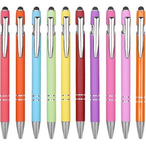 Ballpoint Pen Metal Soft Stylus Pen for Touch Screens，Retractable Tactile Turn Pen，Bulk Pens for Gifts Office Essentials，Medium Point，Black Ink (5 Color)