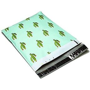 10x13 - Cute Mint Cactus Designer Printed Poly Mailers Shipping Envelopes Self Sealing Boutique Custom Bags (30 Pcs)