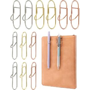 12 Pcs Metal Pen Clips, Colorful Pen Holder Clips for Notebook Journal and Book, Paper Clips Bookmarks for Students, Professionals, and Teachers (2 Sizes)